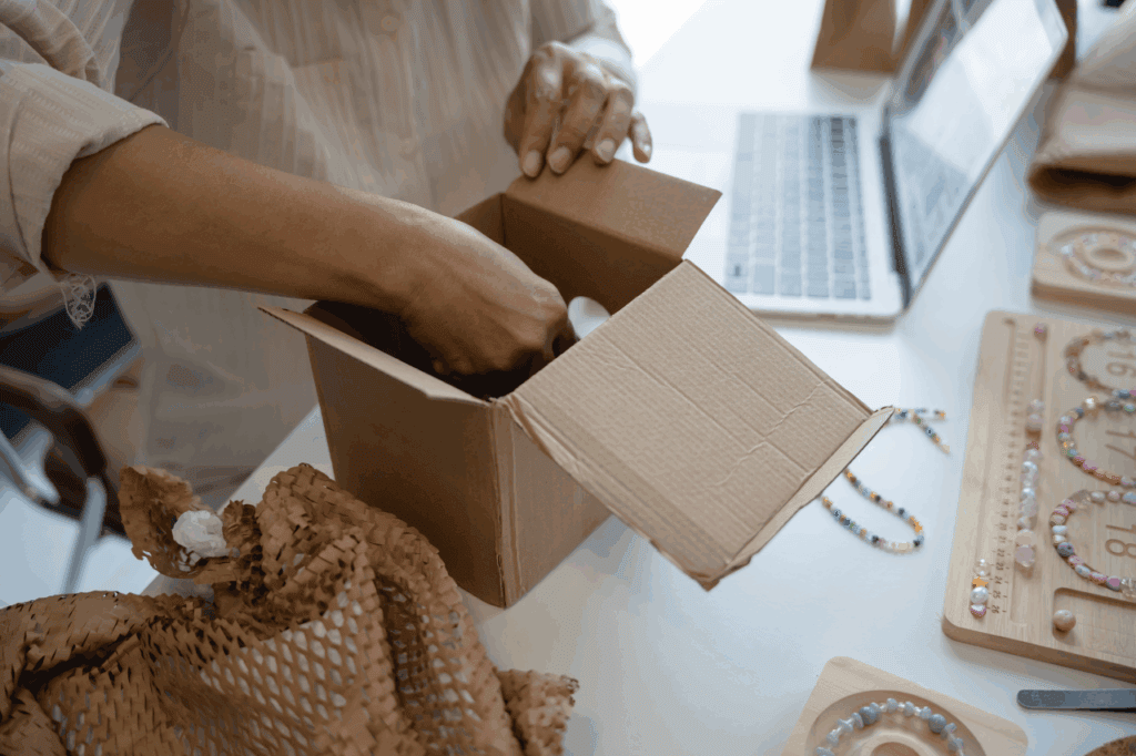 Packaging jewellery to show digital marketing for small business