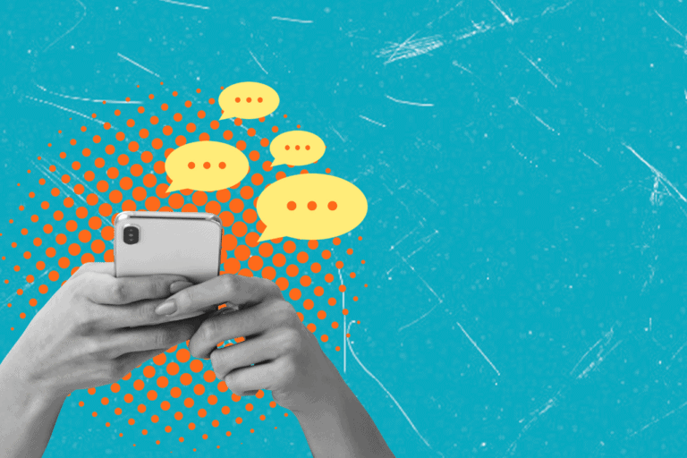 Someone typing questions into a mobile phone to represent using AI for SEO