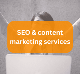 Image of person at a laptop celebrating successful digital marketing