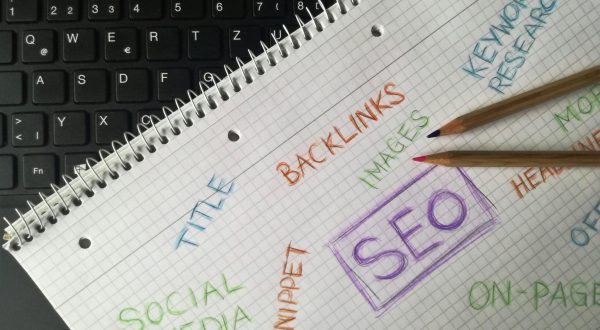 Mind map sketch of SEO topics including backlinks